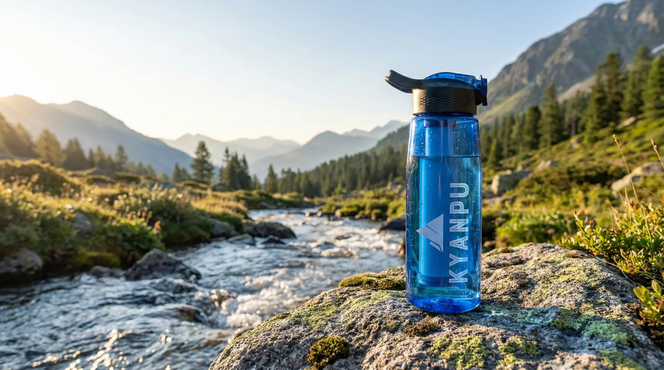 gourde-filtrante-kyanpu-ultrafiltration-survie-nature Gourde filtrante Kyanpu avec système d'ultrafiltration pour la survie en pleine nature et la randonnée.