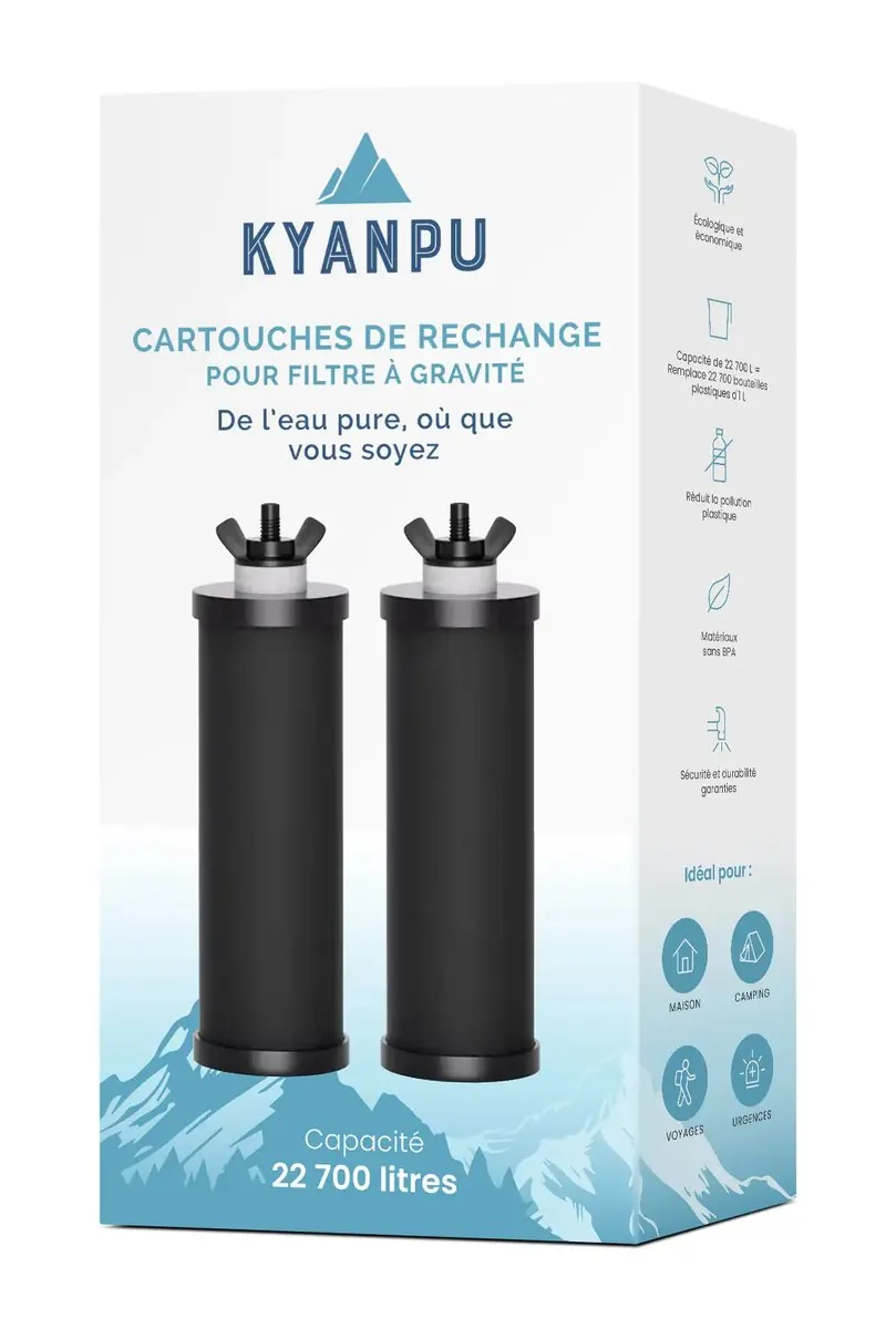 Boîte de 2 cartouches de rechange Kyanpu pour filtre à gravité