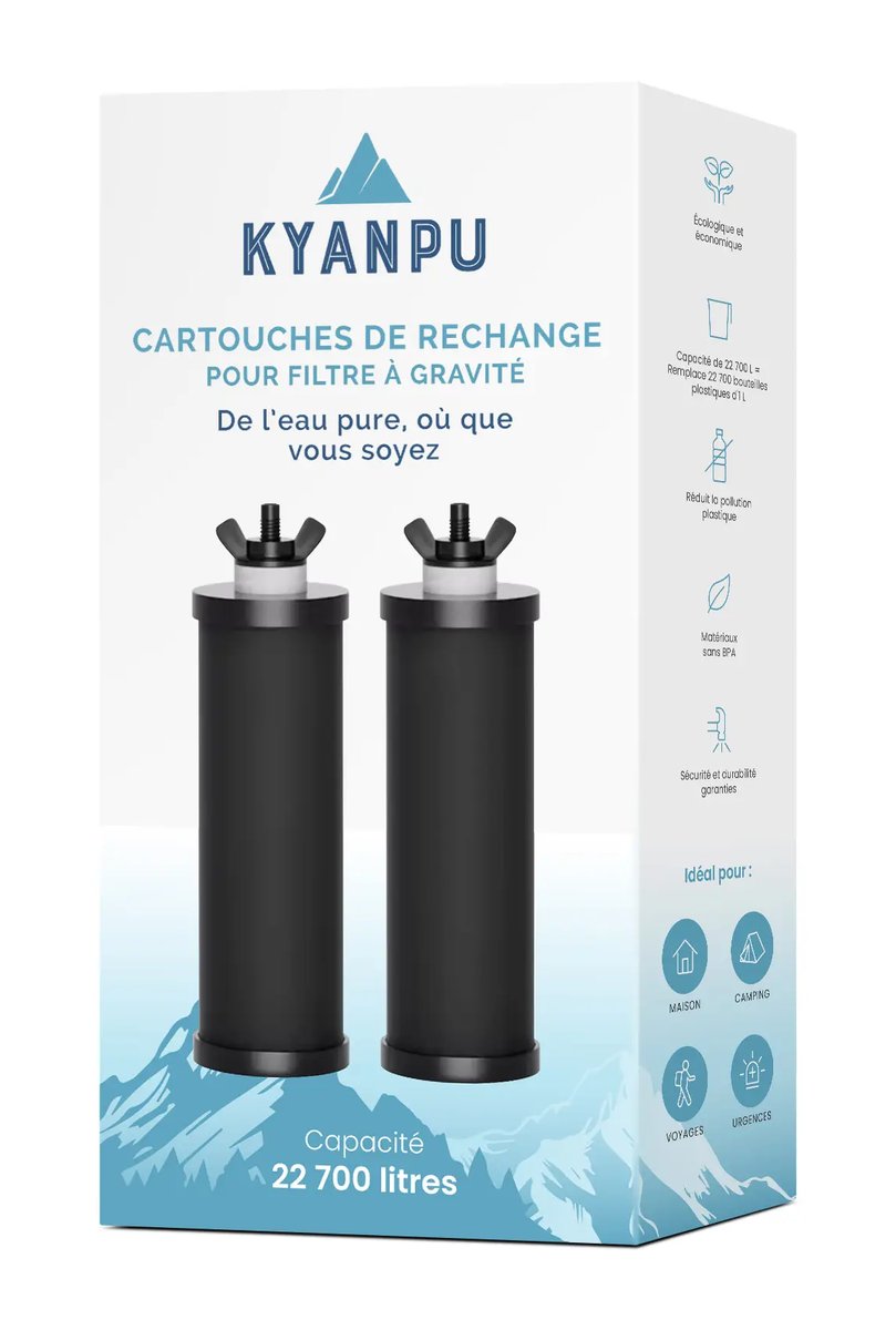 Boîte de 2 cartouches de rechange Kyanpu pour filtre à gravité